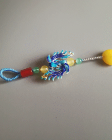 Cloisonné Phoenix Yellow Jade Cheongsam Button Pendant