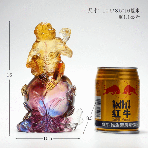 琉璃猴子摆件生肖猴工艺品吉祥物生日礼物福寿如意寿桃 - Image 5