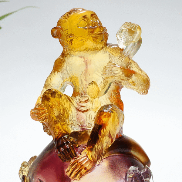 琉璃猴子摆件生肖猴工艺品吉祥物生日礼物福寿如意寿桃 - Image 3