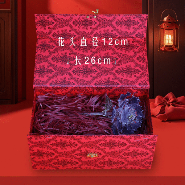 琉璃牡丹花轻奢摆件家居装饰客厅仿真手工永生玻璃花礼物淄博非遗 - Image 4
