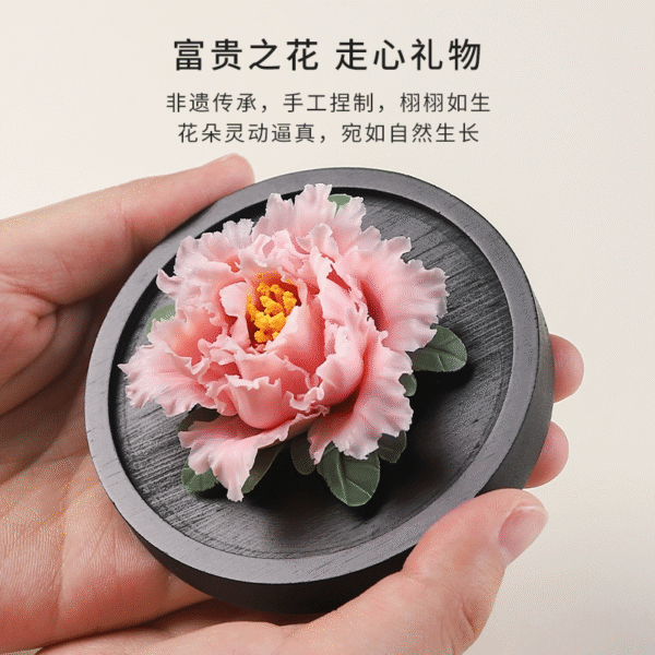 非遗手工牡丹瓷花摆件礼盒高级送女朋友老师闺蜜生日礼物伴手礼 - Image 4